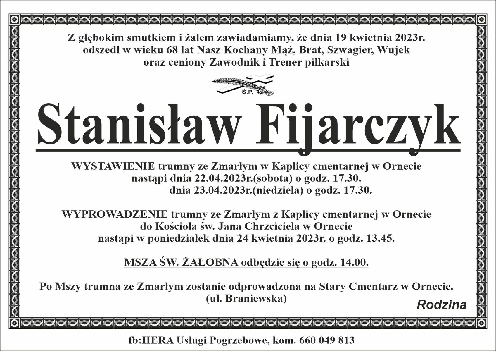Nie żyje Stanisław Fijarczyk. Fot. Błękitni Orneta