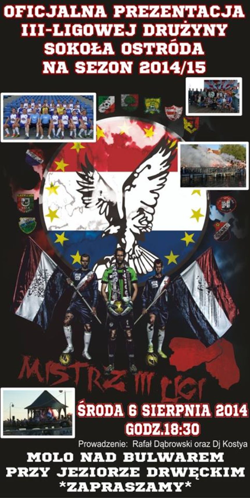 Plakat promujący przedsezonową prezentację Sokoła Ostróda