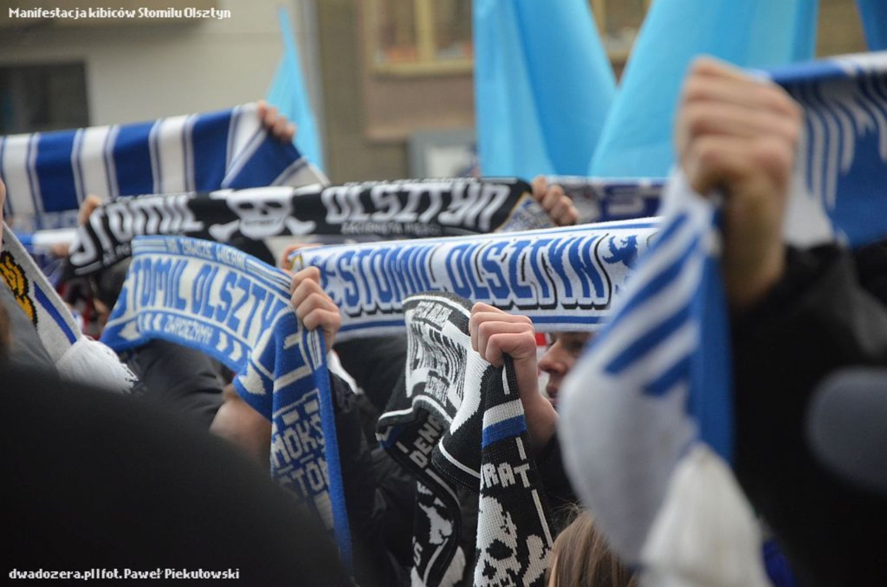 Manifestacja kibiców Stomilu Olsztyn. Fot. Paweł Piekutowski